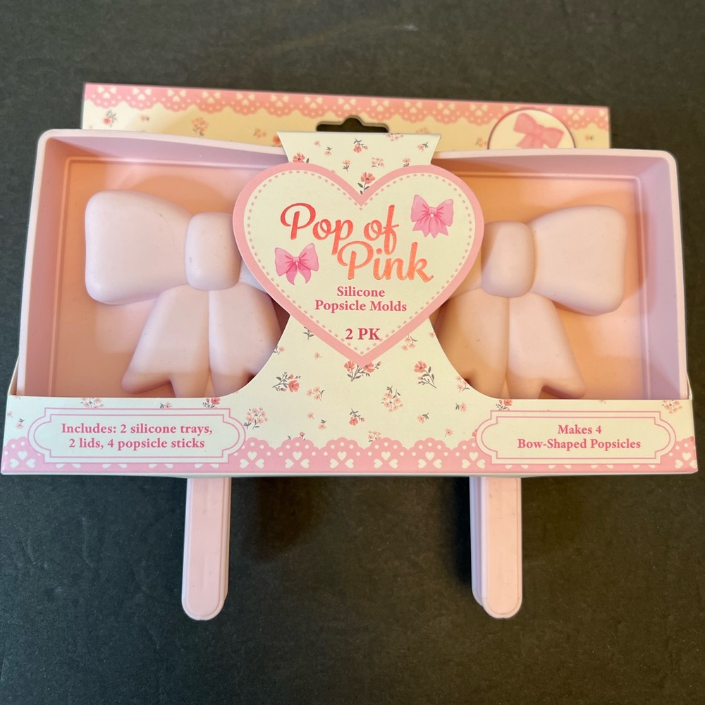 NIB Pop of Pink Bow Shaped Popsicle Molds